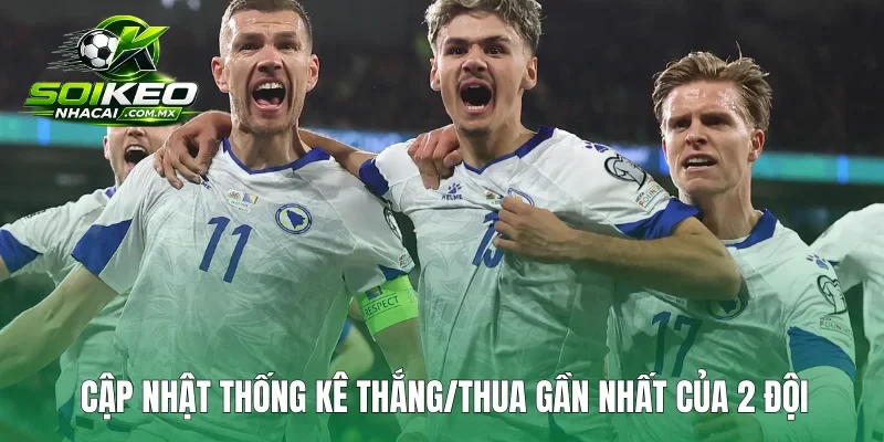 Cập nhật thống kê thắng/thua gần nhất của 2 đội